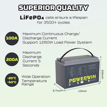 Load image into Gallery viewer, US POWERWIN BT100 12.8V 100Ah 1280Wh Battery 4 Pack 5120Wh
