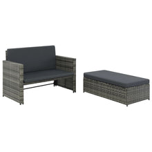 Load image into Gallery viewer, 2 Piece Garden Lounge Set with Cushions Poly Rattan Gray
