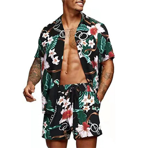 Floral Hawaiian  two piece men beach shorts set - Sexikinis Swim