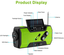 Load image into Gallery viewer, Emergency Hand Crank Radio Solar Radio Power Bank
