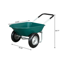 Load image into Gallery viewer, Garden Iron Wood Double Wheel Garden Cart
