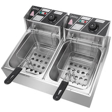 Load image into Gallery viewer, 110V 12L Stainless Steel Double Cylinder Electric Fryer
