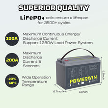 Load image into Gallery viewer, US POWERWIN  BT100 12.8V 100Ah 1280Wh LiFePO4 Battery
