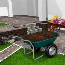 Load image into Gallery viewer, Garden Iron Wood Double Wheel Garden Cart
