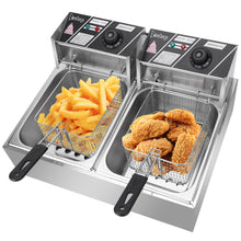 Load image into Gallery viewer, 110V 12L Stainless Steel Double Cylinder Electric Fryer
