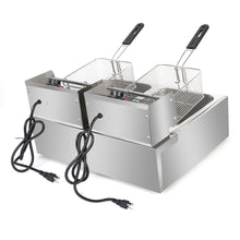 Load image into Gallery viewer, 110V 12L Stainless Steel Double Cylinder Electric Fryer
