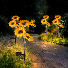 Load image into Gallery viewer, Solar Garden Stake Lights with 3 Sunflower for Yard Decor
