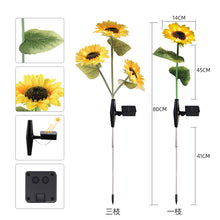 Load image into Gallery viewer, Solar Garden Stake Lights with 3 Sunflower for Yard Decor
